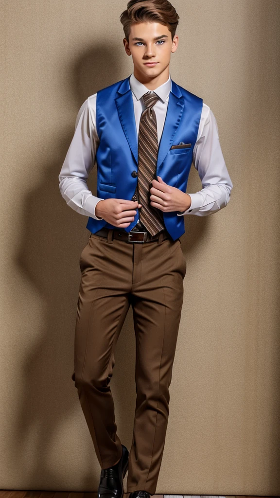 19 year old male wearing tie and lomg sleveed button up with vest with dress pants and 3 belts
4K HIGH REZ
Physical Description: Brown colored hair and skinny build. 5"5 and 150 LB. Blue eyes.
.