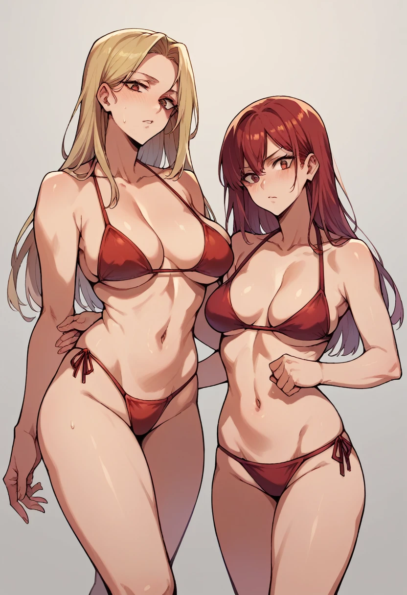 2 girls , red bikini