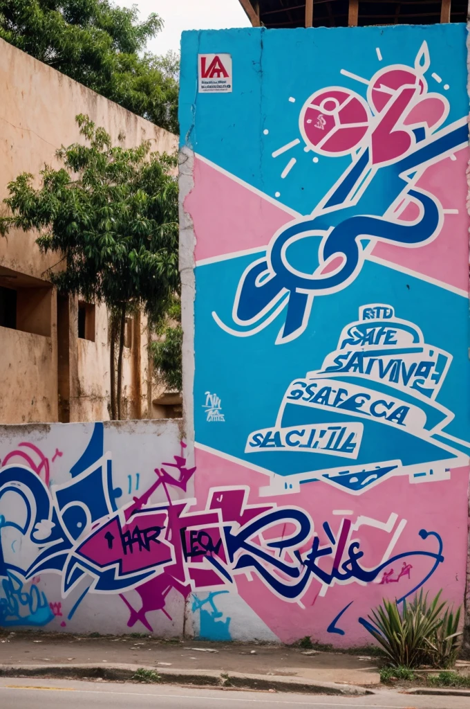 A graffiti that represents the following: DSR lines of action 
1-safe motherhood
2-family planning
3- sexual and reproductive health
4- cervical cancer
5- prevention and care
