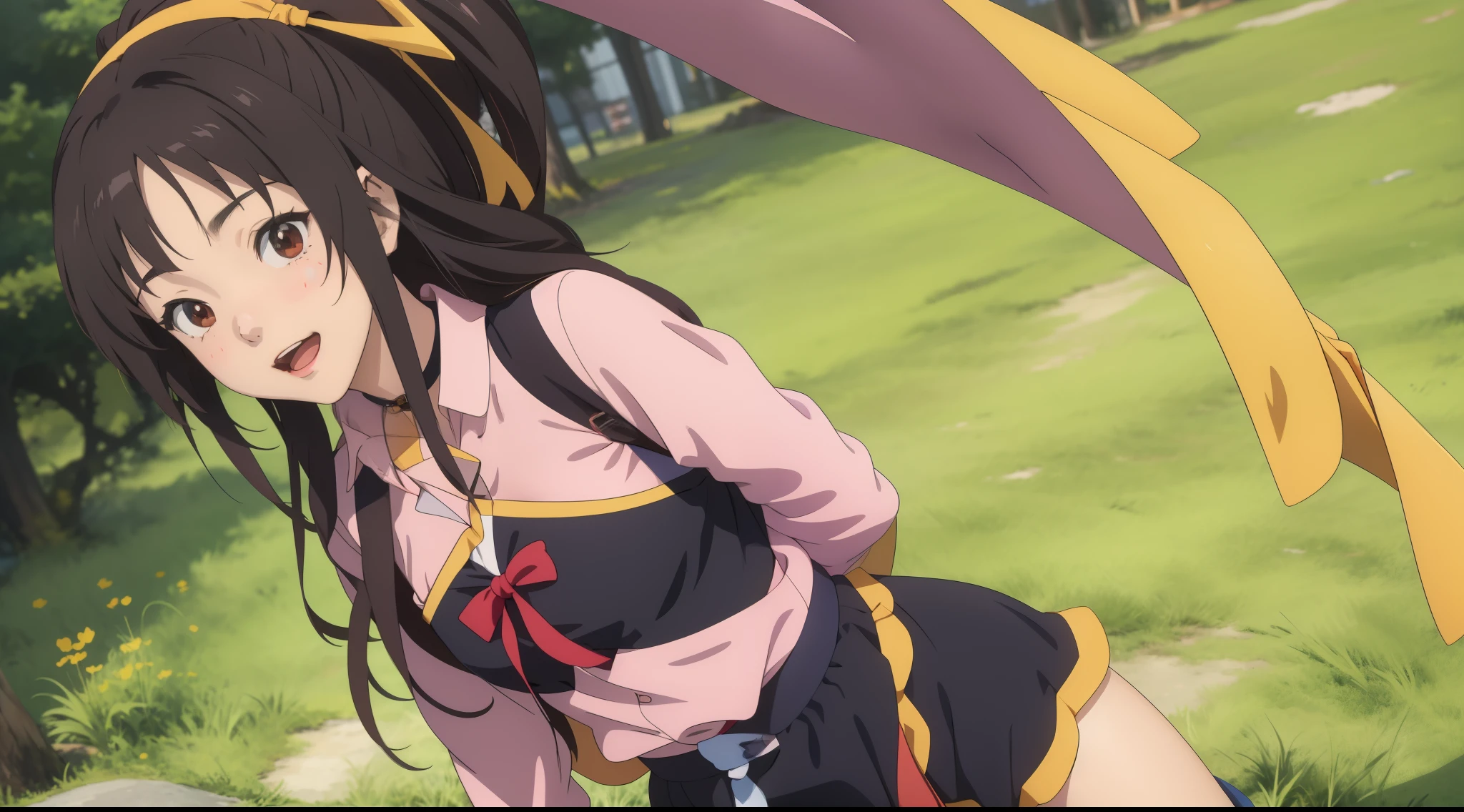 Skinny Megumi: A Masterpiece by Fan Art
This artwork features the main character from the popular anime series "Konosuba," Megumi. She stands in a distinctive pose, wearing her iconic outfit. Her eyes are wide and expressive, conveying a sense of joy and friendliness through her radiant smile.
The artist has captured Megumi's carefree spirit with her relaxed posture and careless attitude. Her left arm is slightly raised and bent at the elbow, with the palm facing forward. In her right hand, she holds a smartphone, which is lowered and resting comfortably.
To emphasize the cheerful atmosphere of the scene, the background has been designed to be bright and vibrant. This creates a delightful contrast with Megumi's more subdued outfit. Overall, this artwork is a true masterpiece that captures the essence of Megumi's character and the joyful energy of the anime.