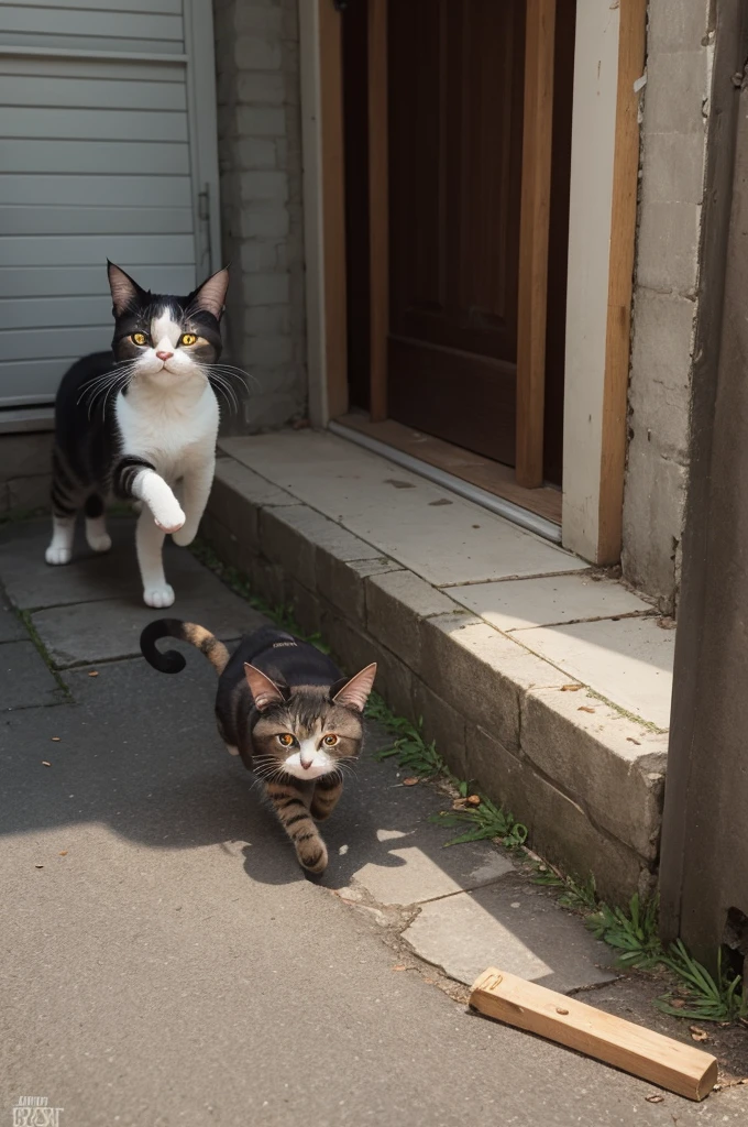 The cat was very scared and ran away 