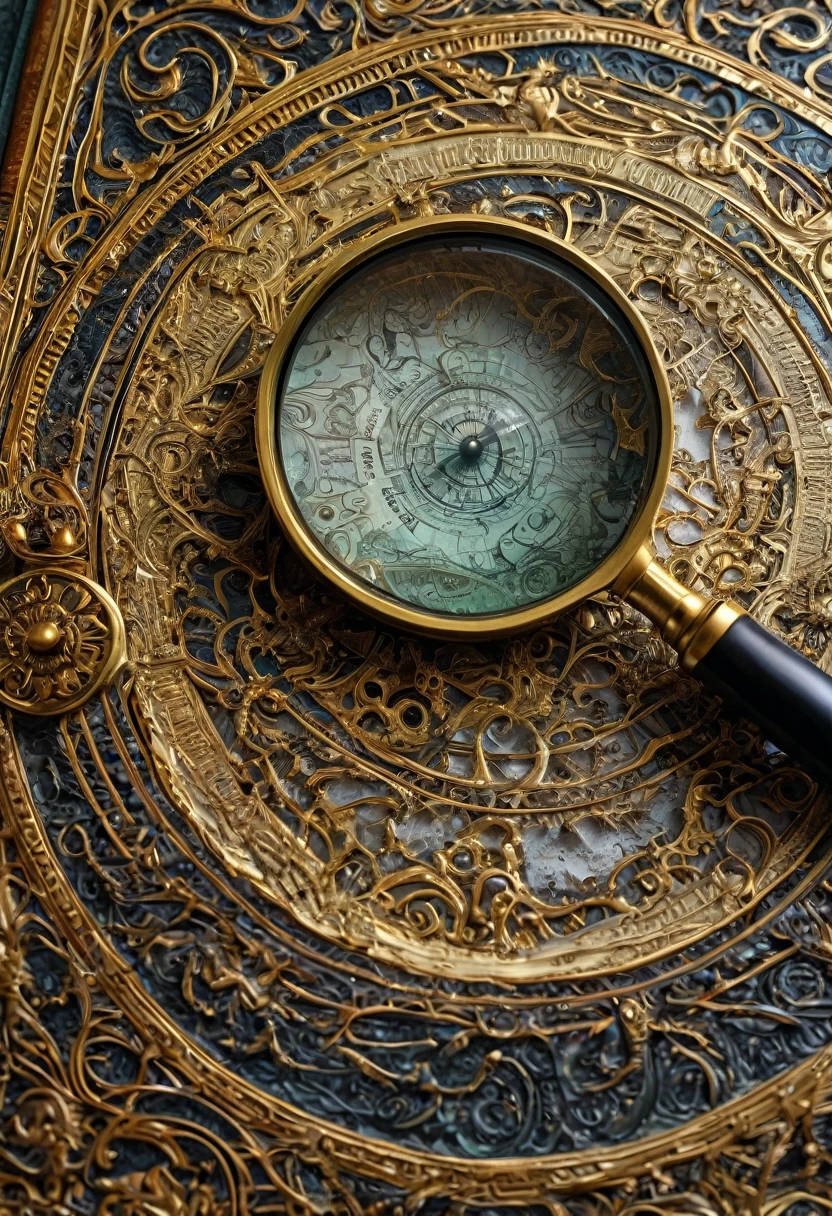 a close up of a book with a magnifying glass on top of it, mystery and detective themed, mystical and mysterious, mystery, ancient mystic time lord, beautiful and mysterious, sense of mystery, feeling of mystery, by Anna Findlay, mystical and new age symbolism, architecture mystery, tribal ancient imagery, antiquity, ancient sci - fi elements