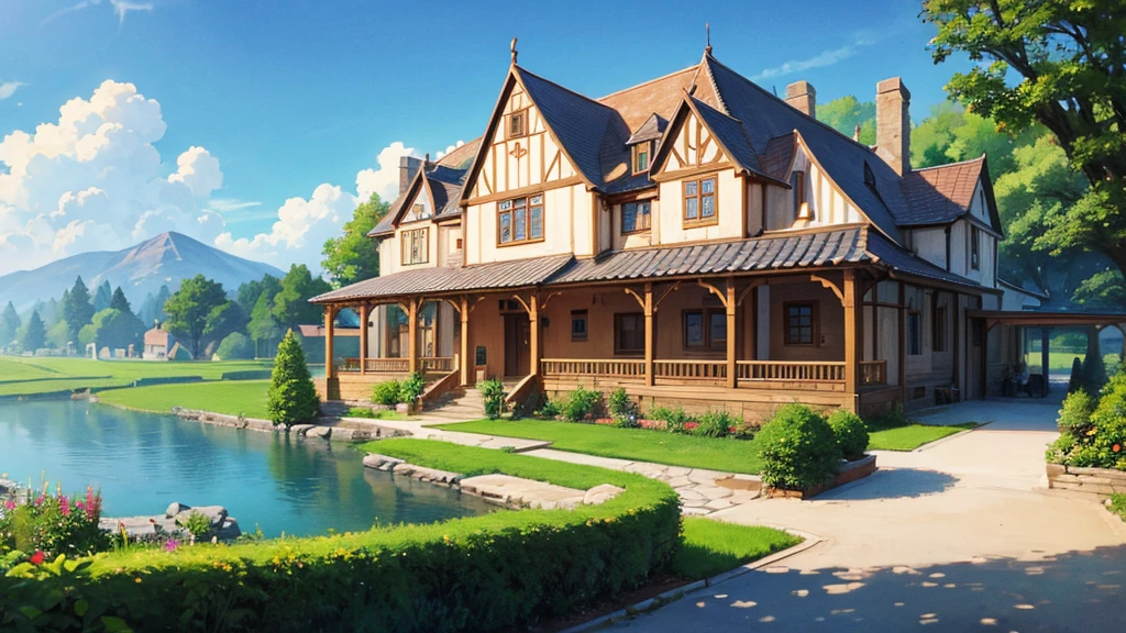 Medieval European style building、Cafe Terrace、countryside、Different world、Peaceful、Fantasy、High quality