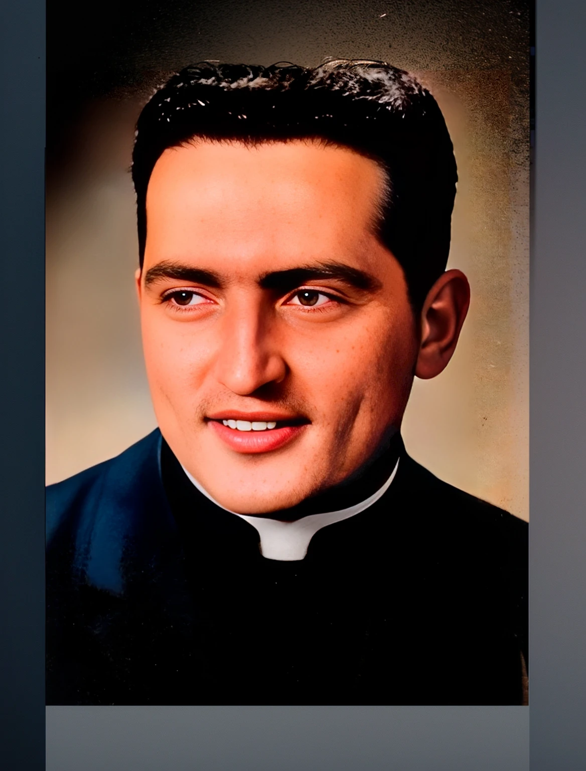 Por favor, expand this image: complete the priest&#39;s black cassock