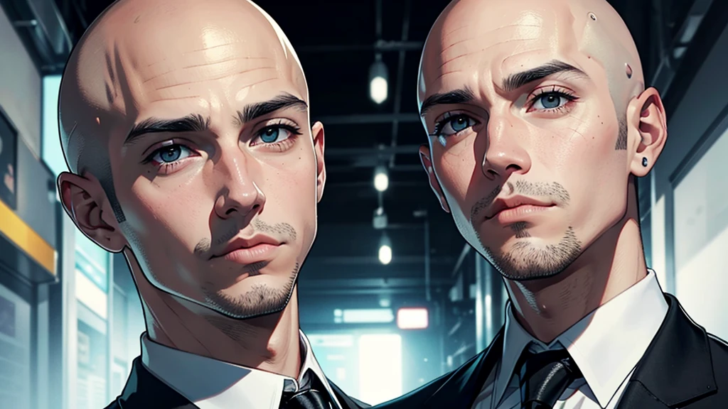 bald man without beard black eyes