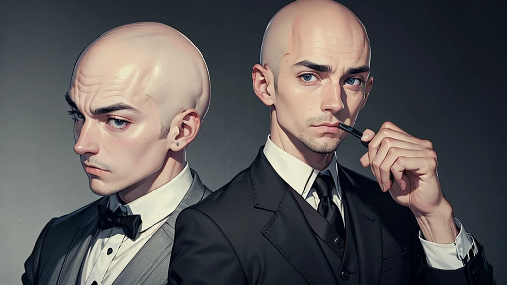 bald man without beard black eyes