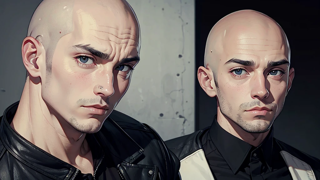 bald man without beard black eyes