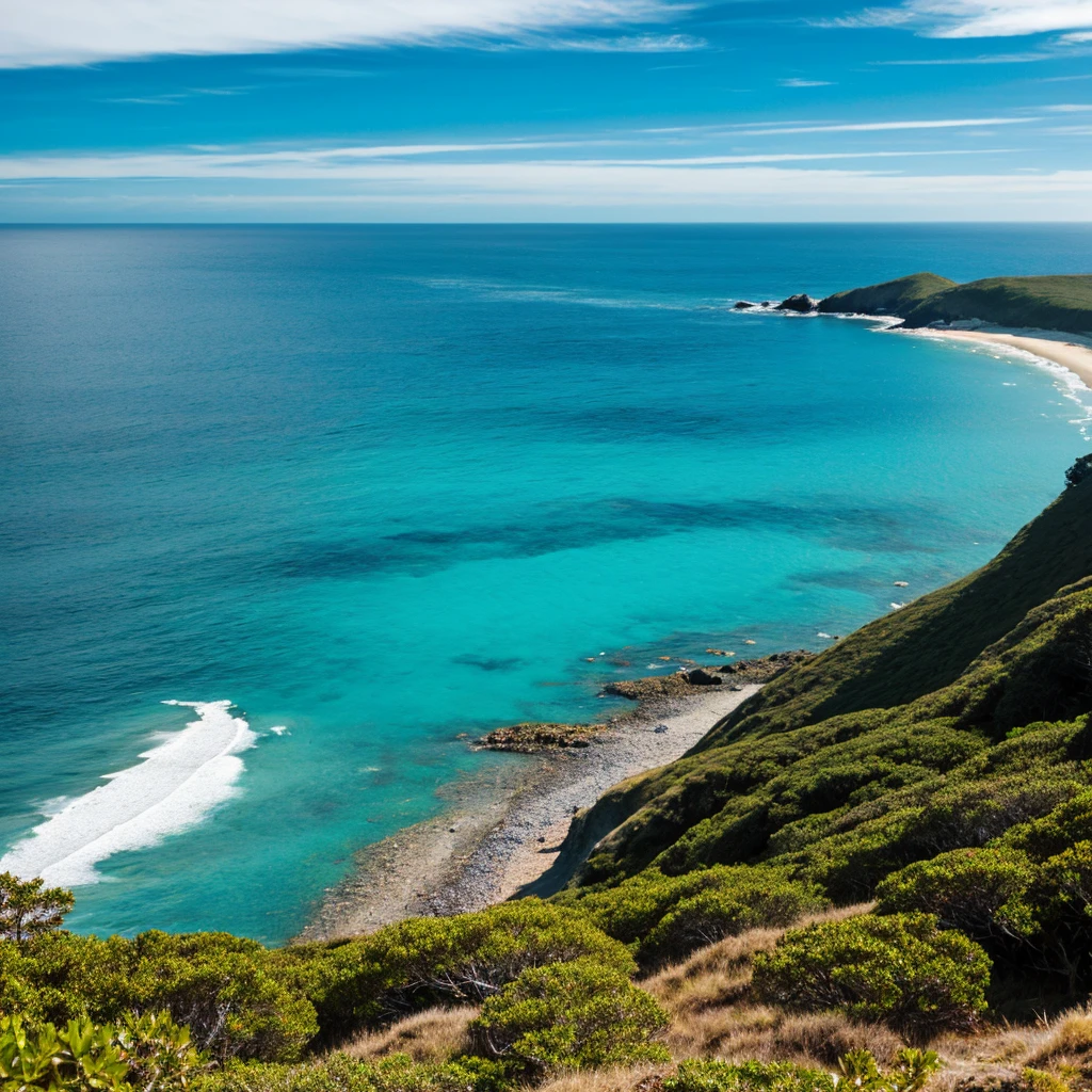 a minimalist shot of the coastline with a perfectly clear ocean