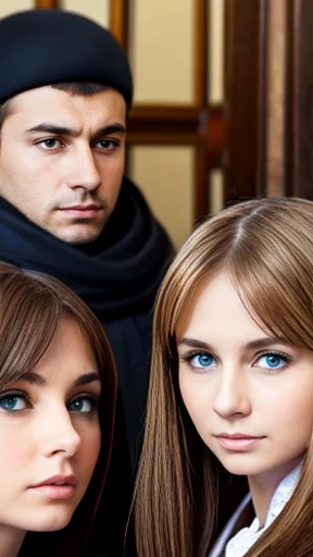 A group of Russians gathered focus on the face