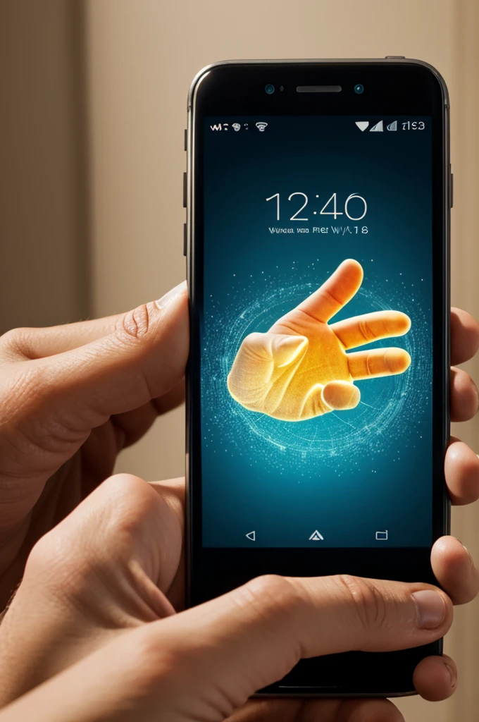 Generate a 4d 8k cell phone wallpaper image of a hand coming out of the screen
