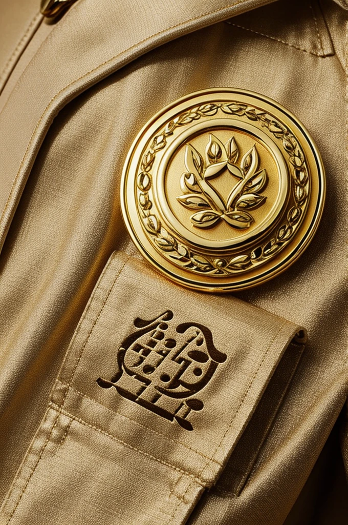 A detailed and elegant golden badge that represents friendship and a fight against the secrets of the world