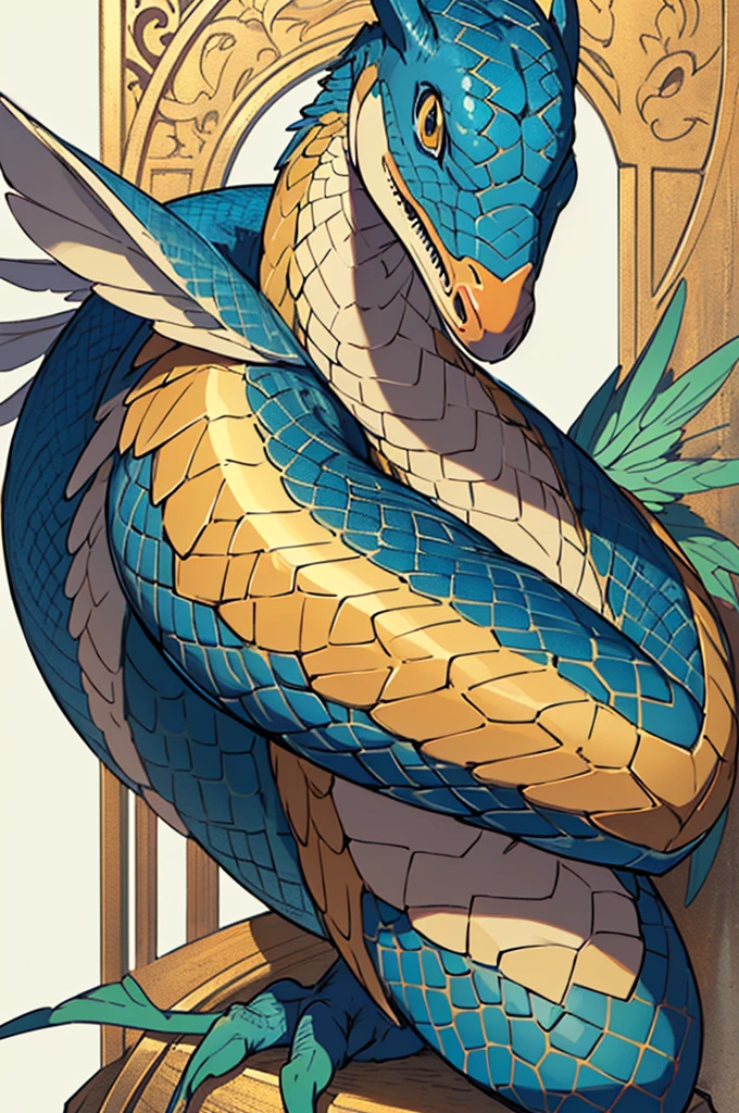 ((best quality)), ((masterpiece)), (detailed), snake with wings, transcalent blue scales, animal, snake