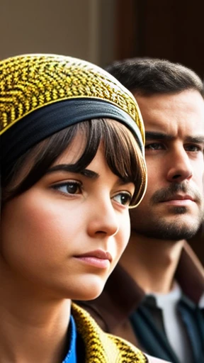 A group of biblical Jews gathered focus on the face
