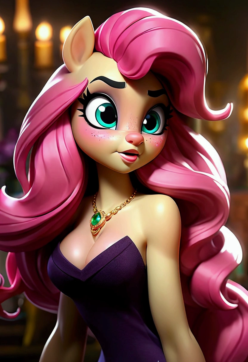 score_9,score_8_up,score_7_up,score_6_up, ((my little pony)), radiant lighting, vibrant colors, whimsical atmosphere, 8K, high resolution, highly detailed, masterpiece, stockings, earrings, eyeshadow, (very long hair:1.3), (((a prostitute tries to lure her with her body for sex:1.4)))