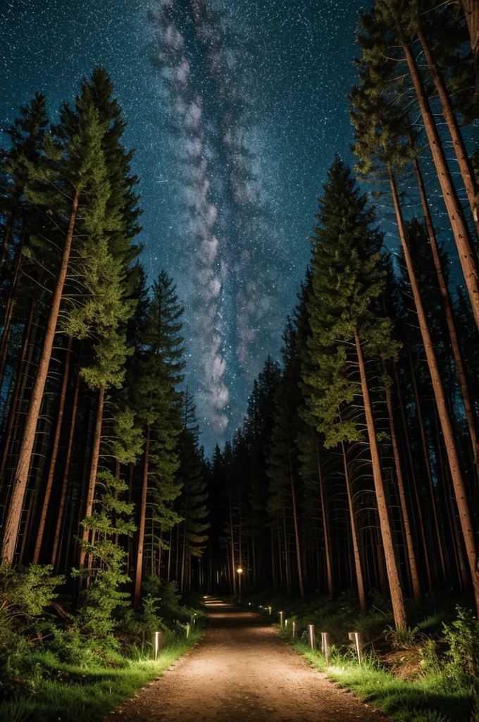 Path in the forest towards the stars
