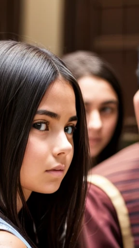 A group of young biblical Jews gathered focus on the face