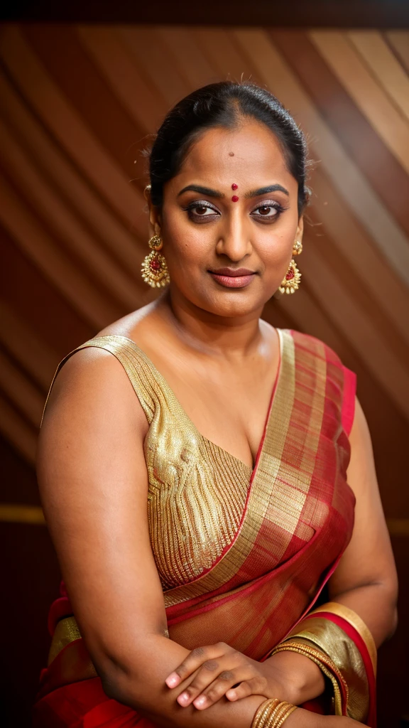Foto RAW, photorealistic, photography, full body shot, 50 years old Woman, master shot, perfect eyes, goddess like beauty, pierced eyes, perfect thick chubby mallu Desi aunty bhabhi, Wearing a Stanapatta, a chest-band.Saree model, model Photography, Indian saree shoot, Indian traditional wear advertising photography, traditional wear brand shoot, face of Indian actress Sonakshi Sinha, masterpiece, realistic, realism, incredible details, pleasure, photorealism, detailed skin, skin pores, high contrast, photorealistic Artstation 8k HD digital art trend of high definition and detailed realistic skin texture, ultra detail, realistic skin texture, armature, best quality, ultra high definition, (photorealistic:1.4),, high resolution, detail, raw photo, sweat, Re sharp, by Lee Jefferies Nikon D850 Film Stock Photo 4 Kodak Portra 400 Camera F1.6 Lens Rich Color Ultra Real Realistic Realistic Textures Dramatic Lighting Unreal Engine Trending at Art Station Cinestill 800,(pele altamente detalhada: 1.2), 8k UHD, DSLR, soft-lighting, alta qualidade, grain of film, Fujifilm XT3,she didn't like to wear blouse or bra, she is happy to wear only saree, she hates blouse or bra, detailed hairy armpits, hyper realistic skin, skin pores, sweat, veins, short hairs on armpit, stubble armpits, hyper realistic hairy armpits, low waist saree,