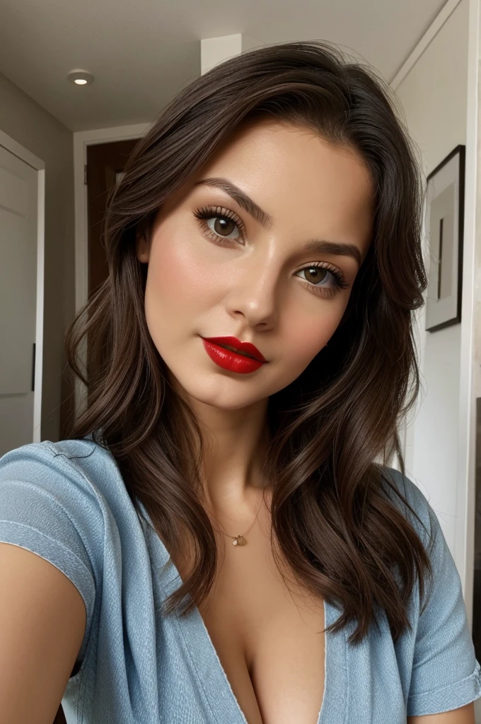 (Lidiia Filippova:1.2), (Keilih Stafford:0.9), (Felicity Fey:0.5), a selfie of a pretty young woman, red lips