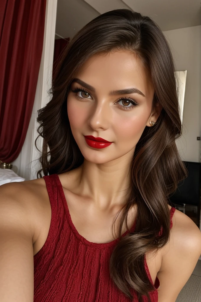 (Lidiia Filippova:1.2), (Keilih Stafford:0.9), (Felicity Fey:0.5), a selfie of a pretty young woman, red lips