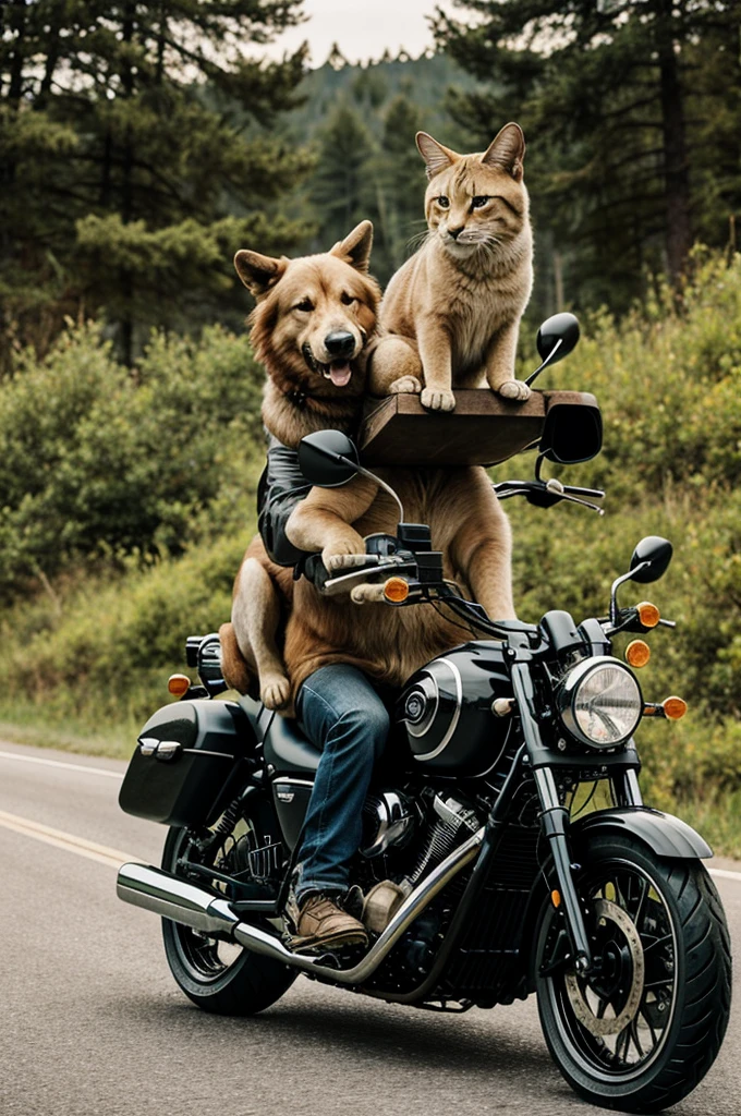 animals on motorcycle 