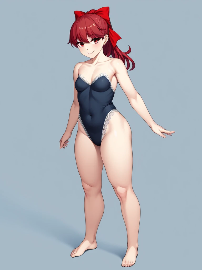 ((mature face)), (big ass), ((back view)), ((looking back)), Kasumi Yoshizawa has become a mature woman, Realistic denim texture, chubby upper body but small breasts, dskasumi, red hair, long hair, ponytail, red eyes, hair bow, 1girl, solo, ((height 150cm)), ((leotard)), ((lace leotard)), thick thighs, Bow legs, Beautiful face but chubby face, (((Chubby kasumi yoshizawa))), ballet pose, Stand up straight, ((Full body)), (low head 1.5), A little chubby body type and small breasts, masterpiece, ((small breasts)), thick legs++, Full body+, Solo, Swollen face, 1 woman, thick thighs, solo, simple background, masterpiece, best quality, A chubby figure that seems real, smile,
BREAK, red ribbon
gym, cinematic, game cg, official art, masterpiece, best quality
