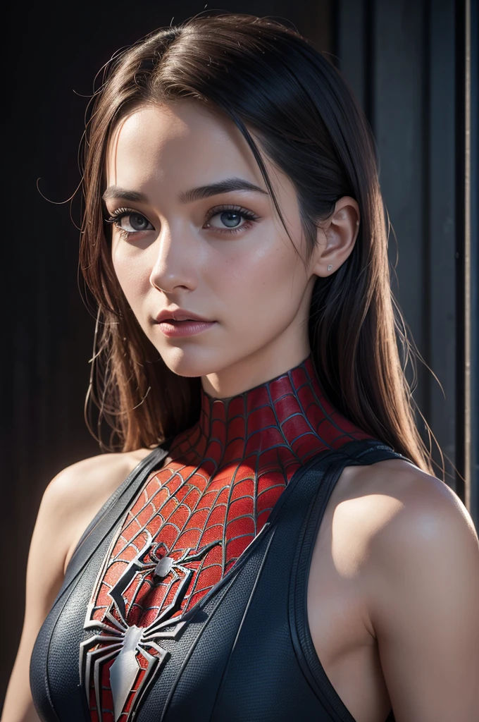 A photograph of Spider-Man, without mask, the 20s, bonitas, face detailed, looking at the camera, portraite, 8k hd, high qualiy