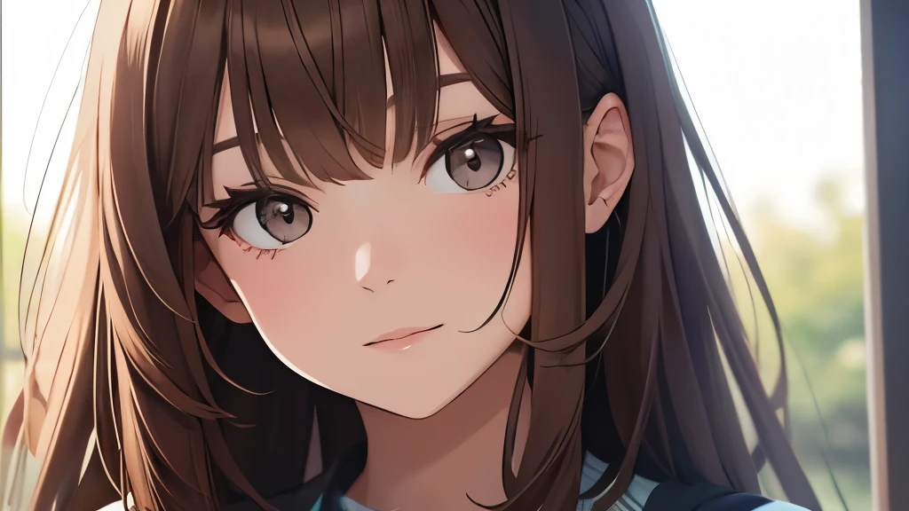 (Better image quality) face of a brown haired girl.