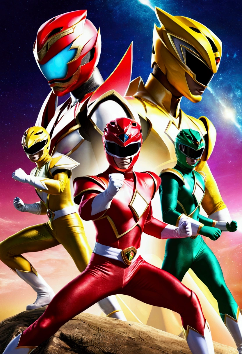 Crie uma imagem dos power rangers super mega force