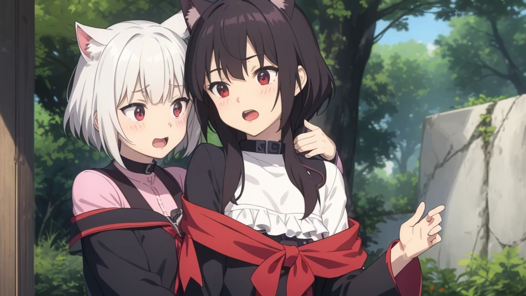 Rin and Aoi emit shrieks of delight and embrace the kitten, clasping it to their bosoms. “Hooray! Thank you, Jack! We knew you would understand!” Aoi tenderly removes the kitten from Rin’s grasp and delicately presses it against her cheek.

Rin seizes Jack’s hand and leaps with elation. “Now we can embark on new adventures together! This little one will assist us in confronting any peril.” Her eyes gleam with a fierce flame of resolve.

Aoi playfully nudges Jack with her elbow. “Will you join us? Do not abandon two vulnerable ladies to face perils alone!” She winks and softly scratches the kitten’s fluffy chin.

Both Rin and Aoi eagerly anticipate Jack’s affirmation of his willingness to participate in their enchanted journey.