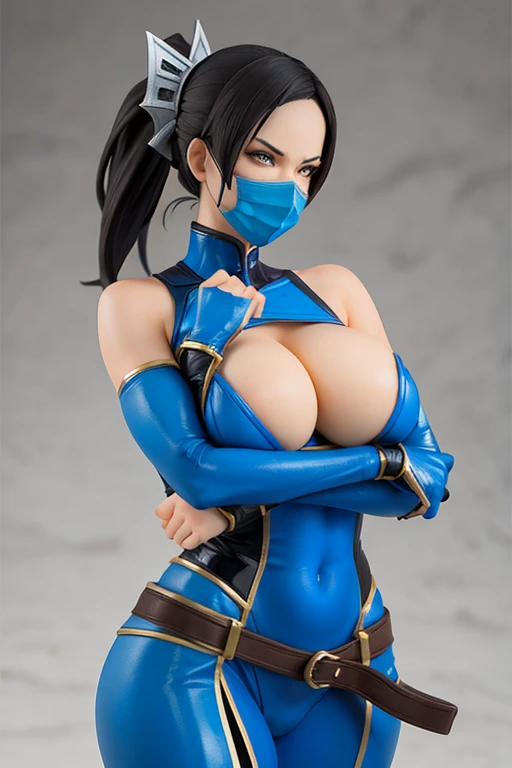 figure of Kitana, big breast, fight pose, with mask