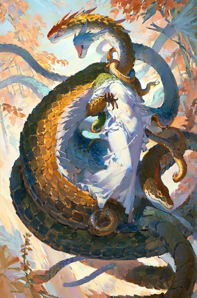 ((best quality)), ((masterpiece)), (detailed), Quetzalcoatl, snake with wings, small pale blue, serpent body, 1 snake, single snake body