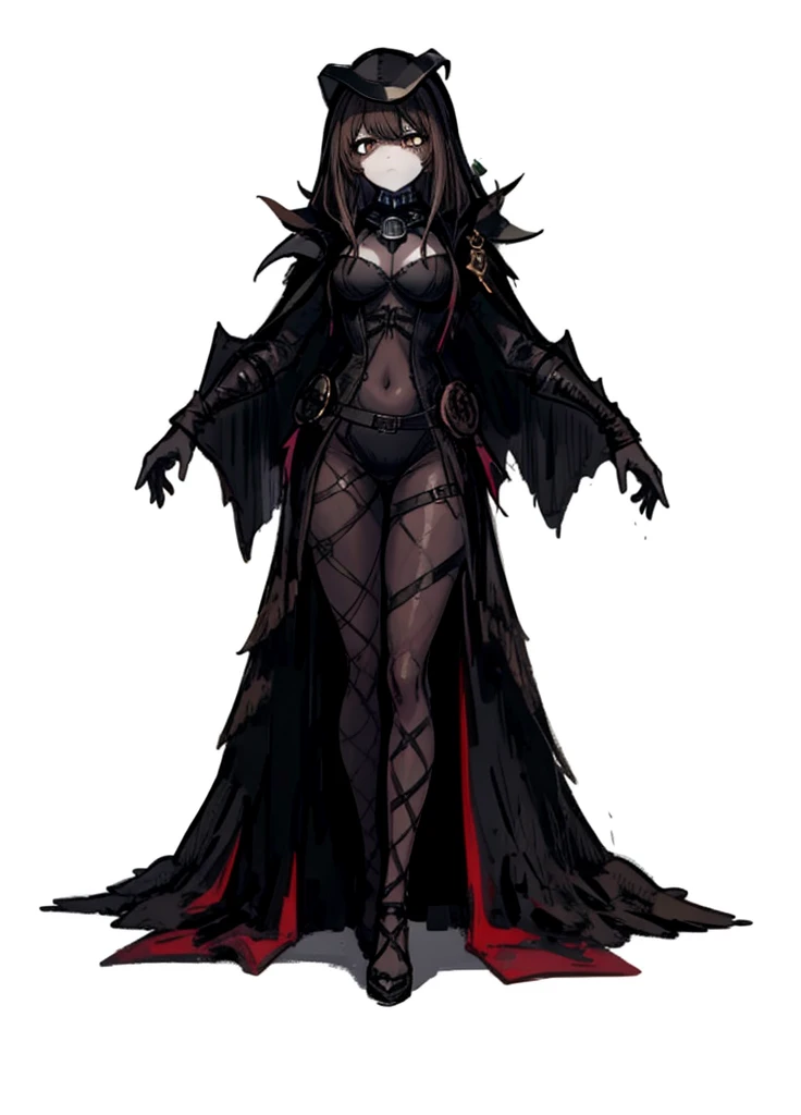 1girl,wood brown hair, brown eyes, plague doctor, necromancer, nice clothes, (high resolution, high detail, best quality) , medium breasts, angry