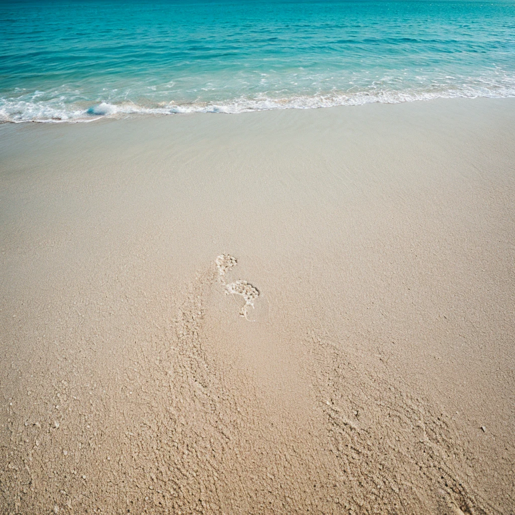perfectly clear ocean meets perfectly clean white minimalist sand