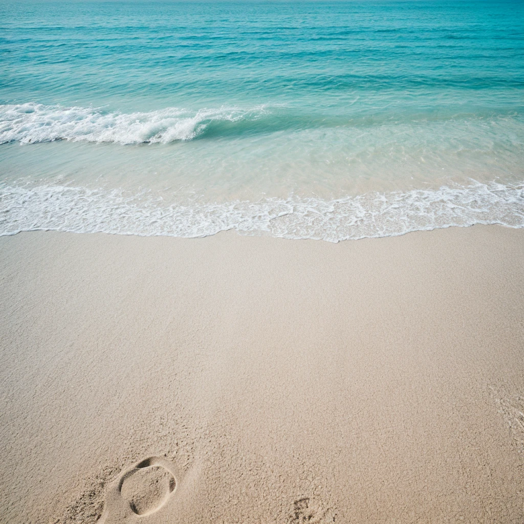 perfectly clear ocean meets perfectly clean white minimalist sand