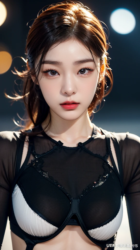 tmasterpiece,1 Korean girl，realisticlying，8K  UHD，high high quality，in the background bokeh, spider-man black suit，Spidey，Clothes wrap around the whole body，Tight clothing，Abs contour，Short black hair，s the perfect face，shining face，Ultra-clear face，Elaborate Eyes，idoly