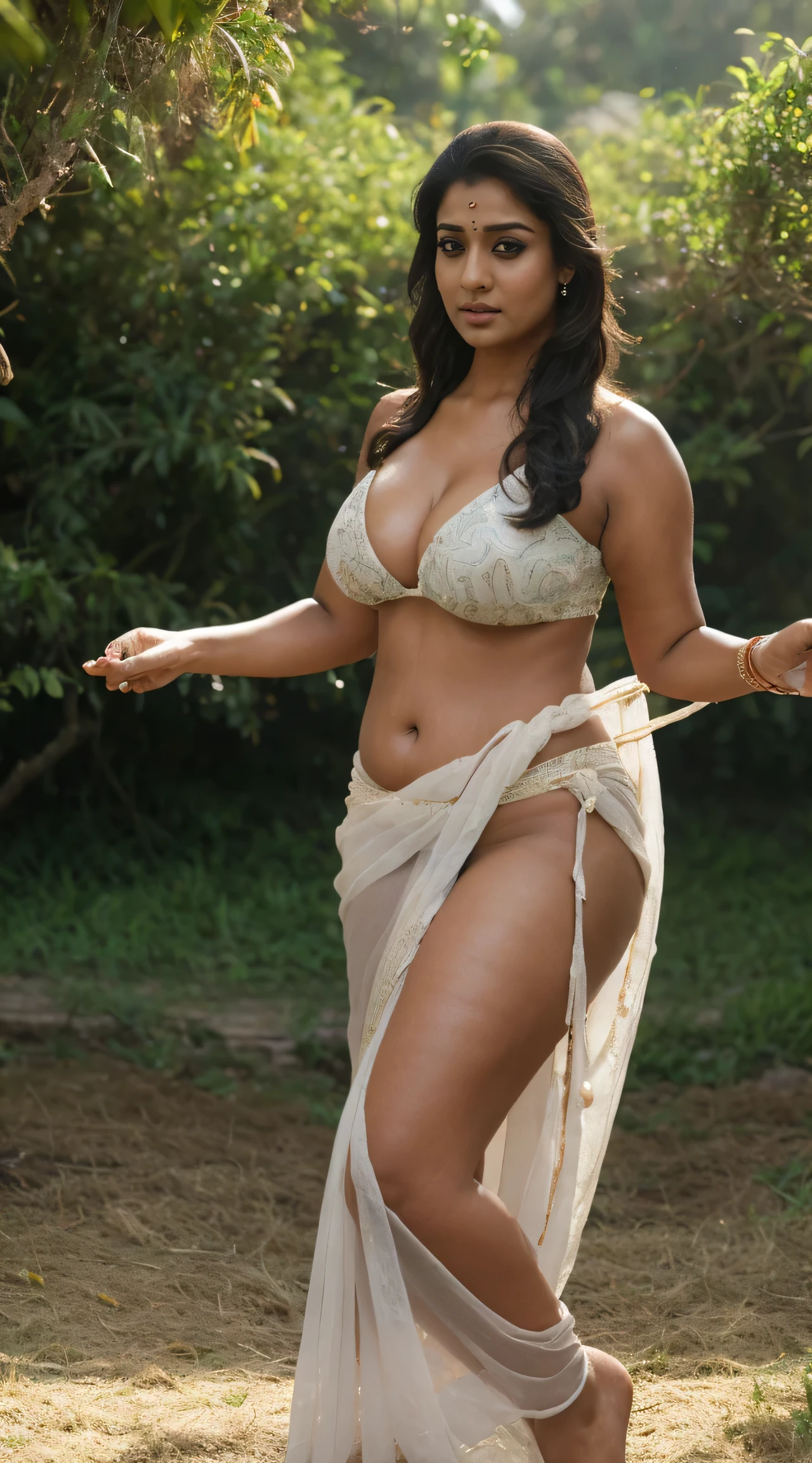 NSFW, HDR 8K , single Indian mom in a paddy field carring paddy bundle, (Tall gigantic body of height 7ft ),pretty women , beautiful face , face expression , women dressed in black saree, tan skinned mom , (( tall mom has voluptuous body, deep belly , curvy folded waist , face , cleavage facing visitor: 1.2 , )) , ((carring paddy bundle over the head)) , seduce , glomoures figure mom , full body . Transparent navel in saree ,clear wide eyes