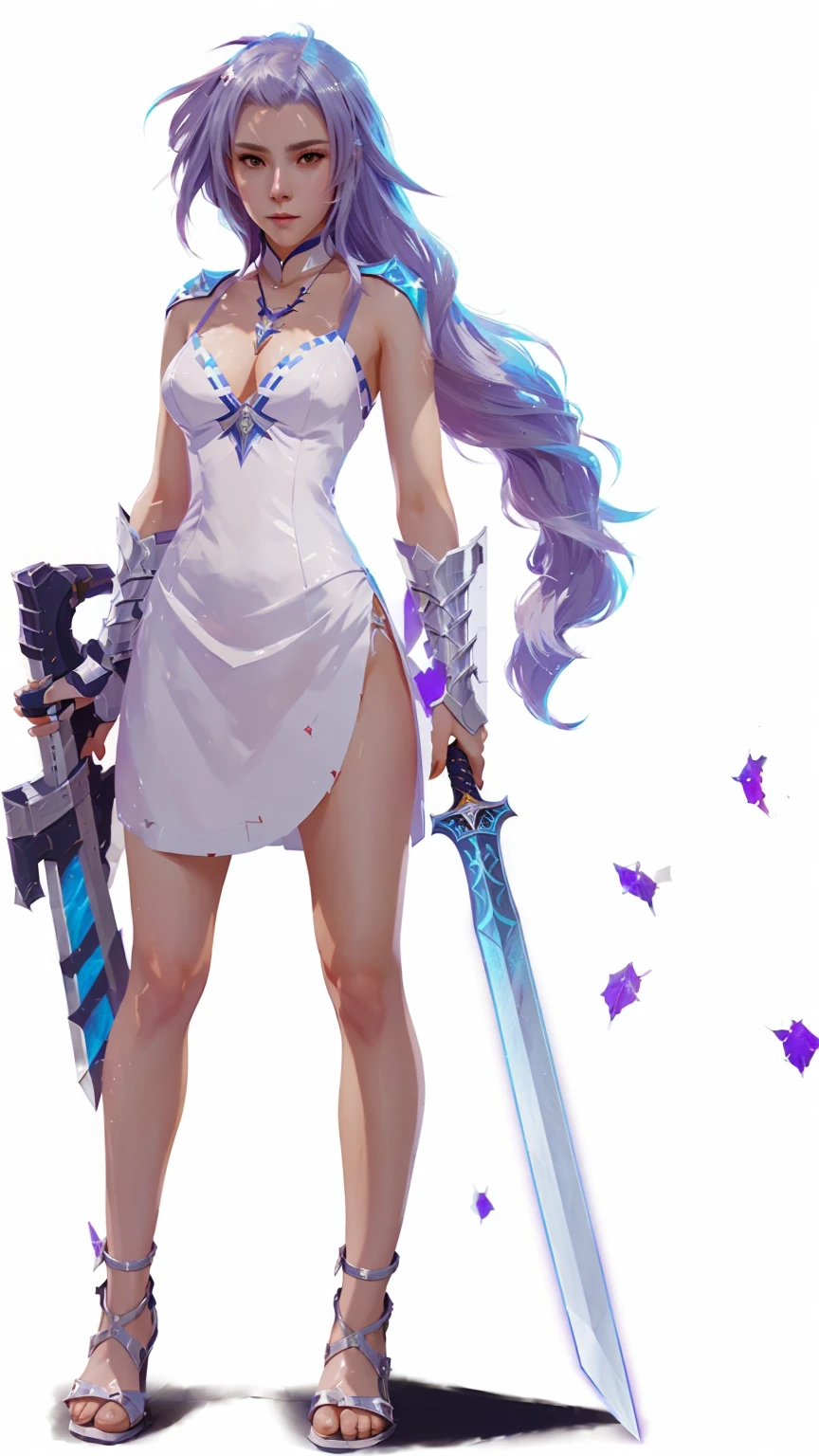 there is a woman with a sword and a dress on, knights of zodiac girl, cushart krenz key art feminine, katana zero video game character, portrait knights of zodiac girl, style of duelyst, clean artstyle, official character illustration, valkyrie style character, anime style character, inspired by rossdraws, concept art digital illustration, concept artstyle