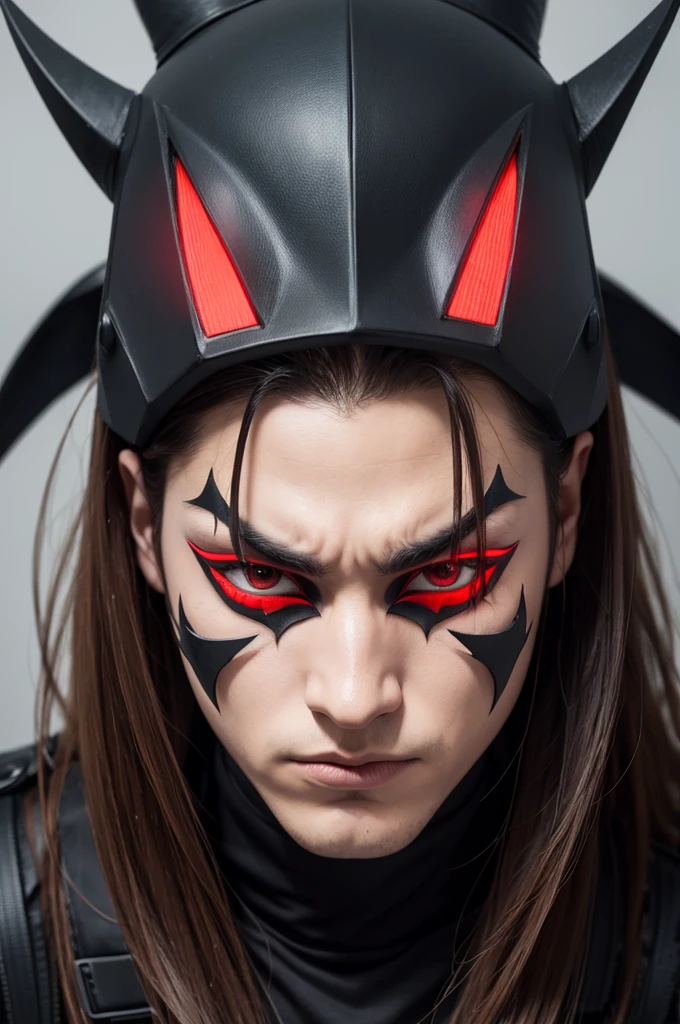 Make a male image of a demon with the everyone in panic mask