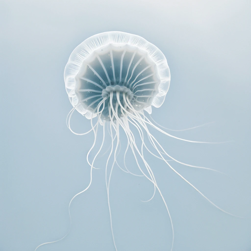 beautiful minimalist jellyfish medusa on a perfect white background