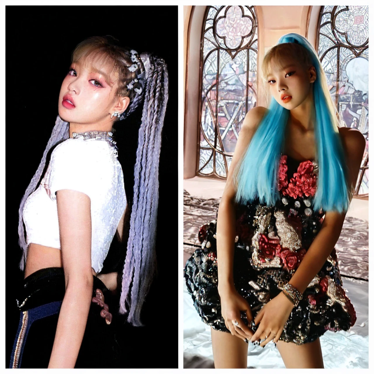 Close-up of a woman with long blonde hair, Lisa de blackpink, Retrato de Lisa de blackpink, Jennie the Blackpink, wongyoung de ive, Nariz de Lisa de blackpink, ive wonyoung lips, South Korean popular makeup by Wongyoung from IVE, Lisa BlackPink Portrait, BlackPink Lisa Pastel Pink Skin Tone, blackpink jennie popular korean makeup.