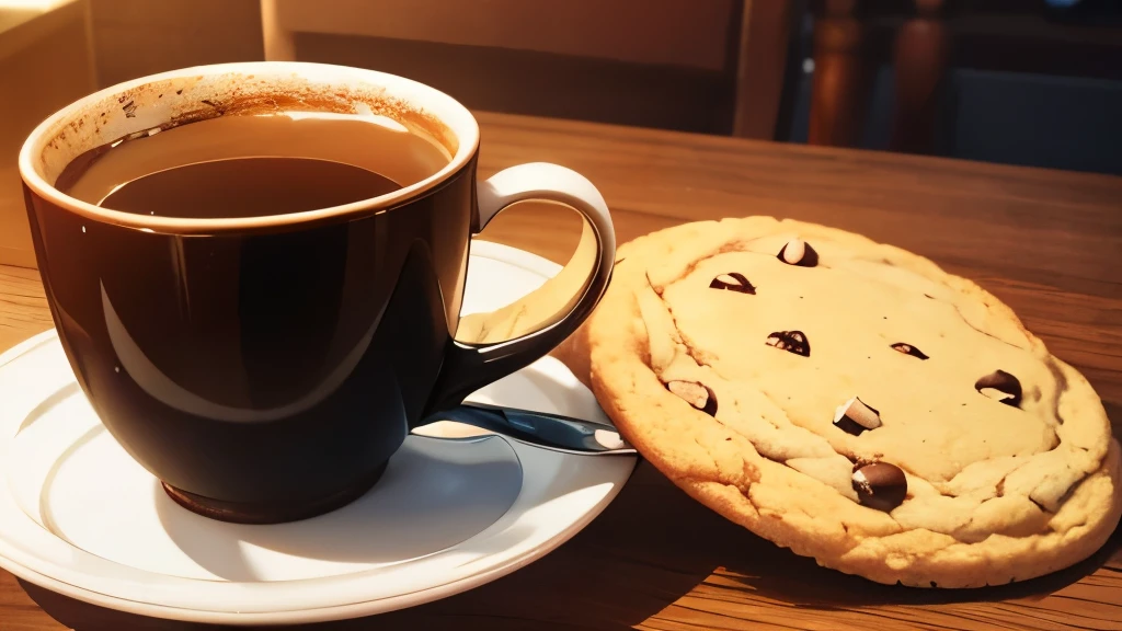 (Better image quality) cookies with a cup of coffee.