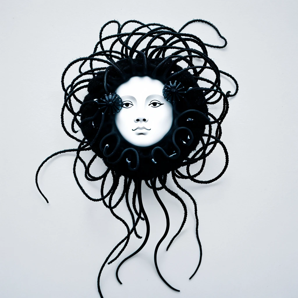 beautiful minimalist black jellyfish medusa on a perfect white background