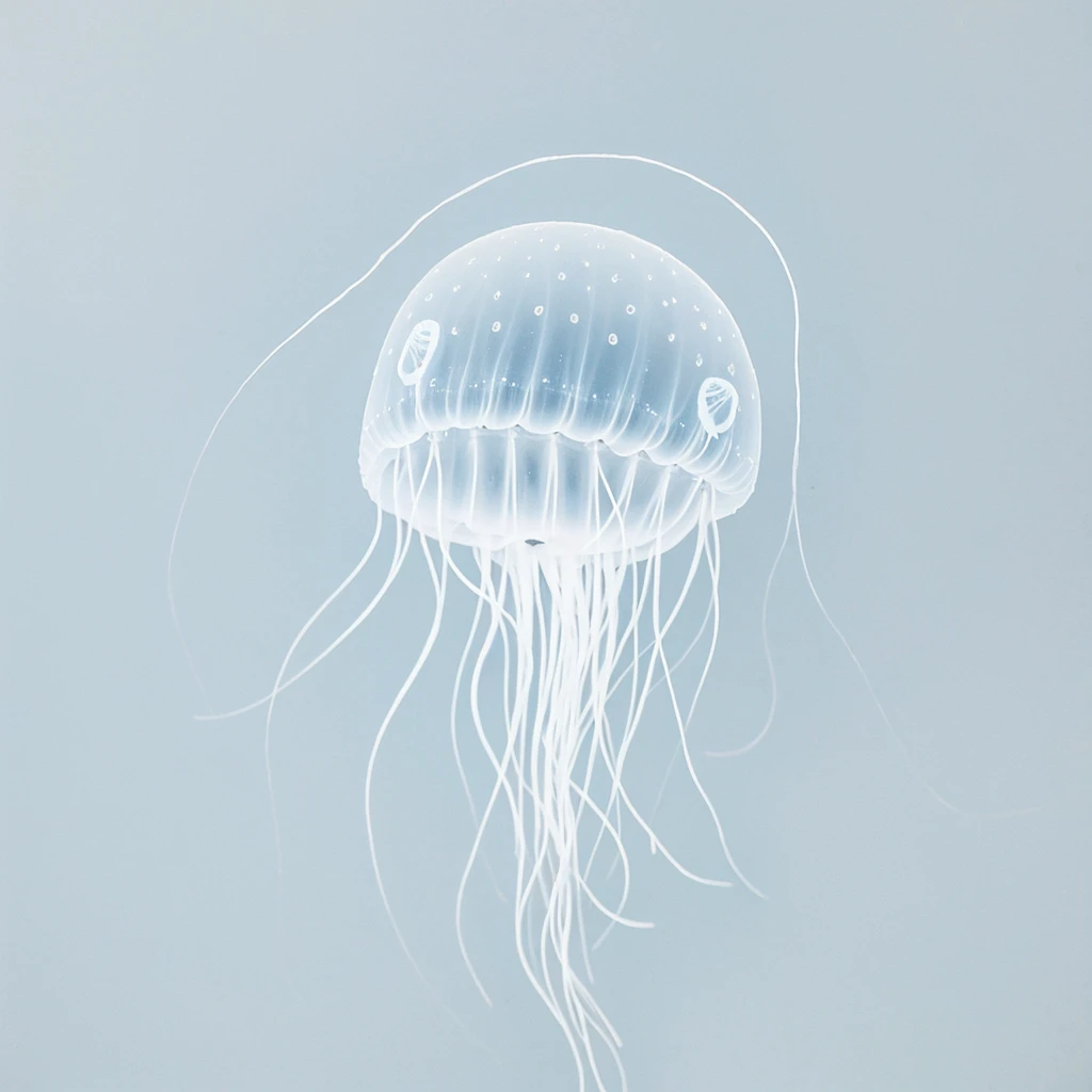 beautiful minimalist jellyfish medusa on a perfect white background