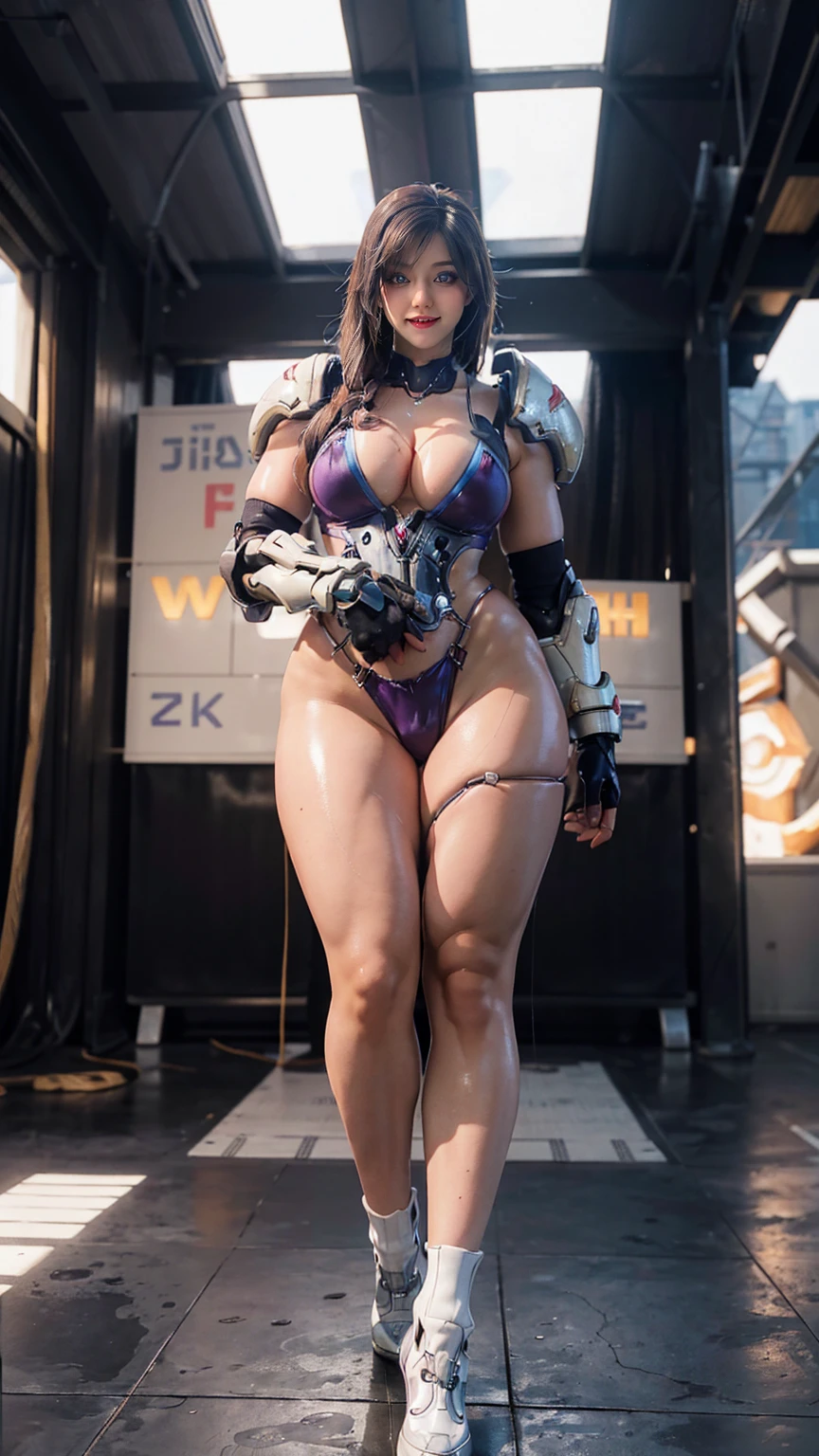 Solo, Stand Up Straight, Physically-based Rendering, Unreal Engine 5 Render, Jealous, (look Half Body:1.5), ((muscle And Bbw Body Type:1.4)), beautifull Breasts,((cleavage, low cut, open chest & Gigantic fake Breasts:1.5)), (expose 11 line Abs:1.4), (Huge Hips:1.3), ((beautiful Cyborg Woman+Futuristic armor from OVERWATCH 2, Guard Arms, Gloves:1.5)), (close Up Upper Body), ((pale Skin+Body Oiled:1.3)), (clean Glossy Bodyskin:1.4), (background Futuristic Space Station:1), (bokeh, photorealsitic:1.4), (ultra-detailliert), (top-quality:1), (best Shadows), Bright Light In Room, Hyper Texture, (4x Msaa), ((unreal Engine 5 Render)), (neon), Physically-based Rendering, Ultra Hight Definition, 16k, 1080p, Beauty Model, 4k Resolution.