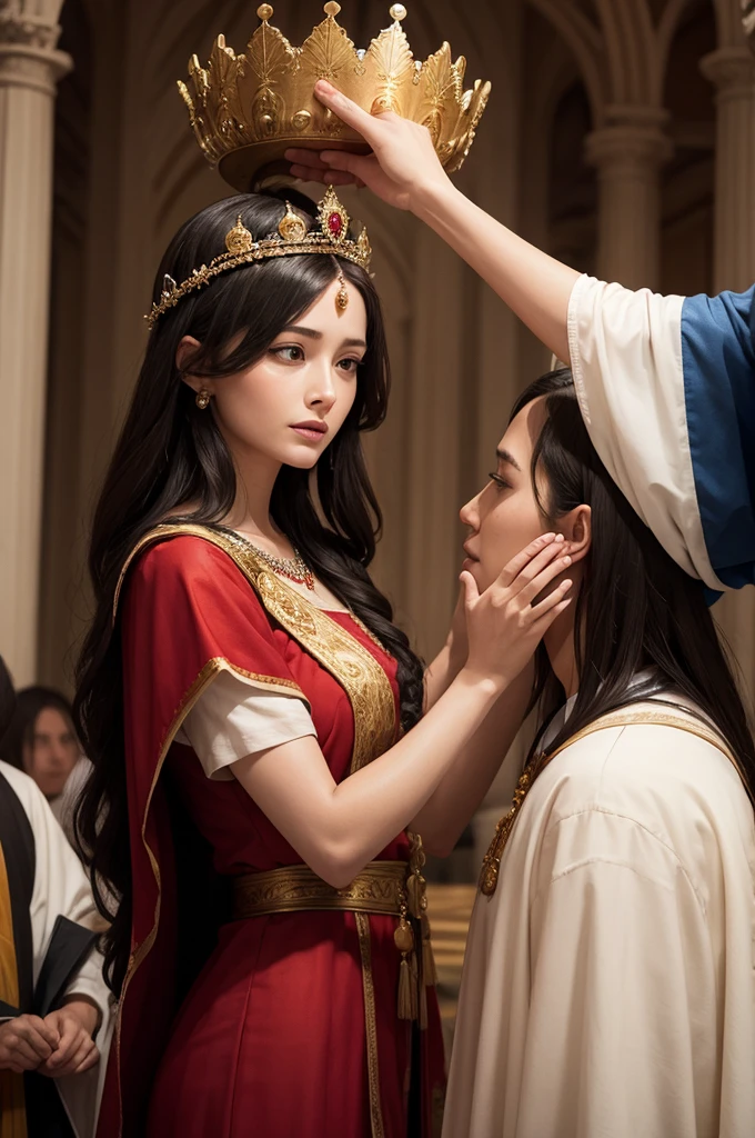 Woman being crowned by Christ