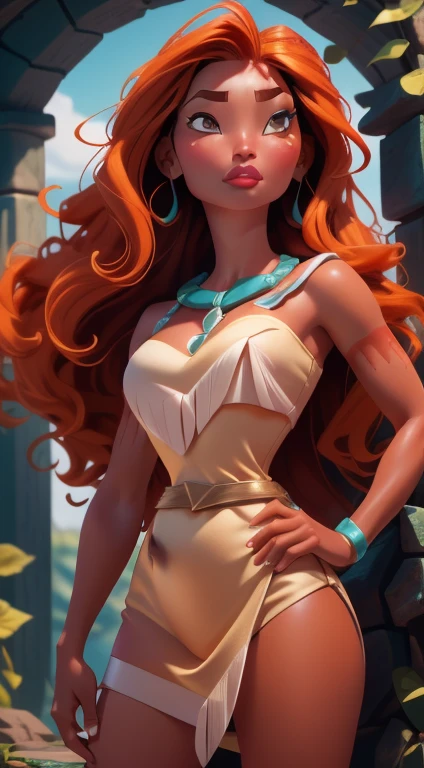 Fusion Pocahontas-Merida, Merge models, Les vêtements de Pocahontas, fusion, 1fille, beau, personnage, Femme, femelle, plage, (centerpiece:1.2), (best quality:1.2), (seul:1.2), ((pose de combat)), ((champ de bataille)), Cinematic, yeux parfaits, peau parfaite, perfect lighting, sourir, light, cor, textured skin, Detail, Beauty, merveille, ultra-Detaillé, Visage parfait African American woman.