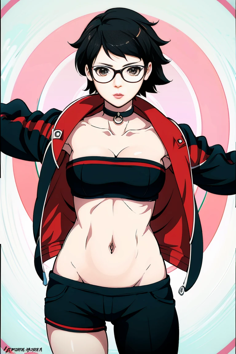 anime girl in a and glasses with a persona 5 art style wlop, style artgerm, extremely detailed artgerm, ! dream artgerm, ig model | artgerm, female protagonist 👀 :8, realistic anime 3 d style, artgerm portrait, anime styled 3d, realistic anime artstyle ((( same  pose showing belly)))(((naked)))((((different images)))