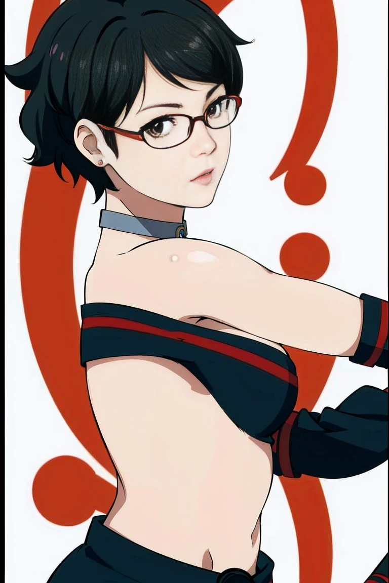 anime girl in a and glasses with a persona 5 art style wlop, style artgerm, extremely detailed artgerm, ! dream artgerm, ig model | artgerm, female protagonist 👀 :8, realistic anime 3 d style, artgerm portrait, anime styled 3d, realistic anime artstyle ((( same  pose showing belly)))(((naked)))((((different images)))