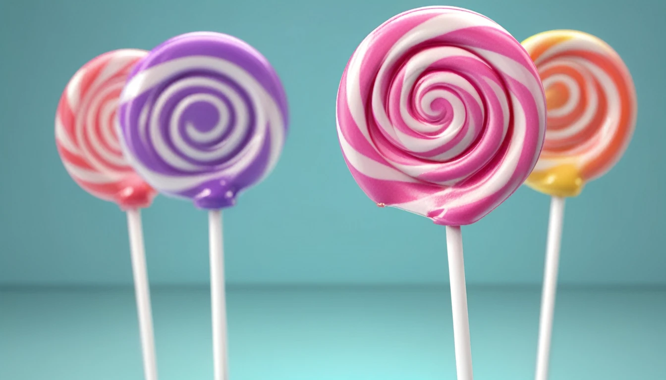 lollipop, isolated, colorful, detailed candy, hyperrealistic, 8k, photorealistic, high quality, soft lighting, vibrant colors, pastel colors, smooth texture, glossy surface, intricate details, sharp focus, studio lighting, 3D render