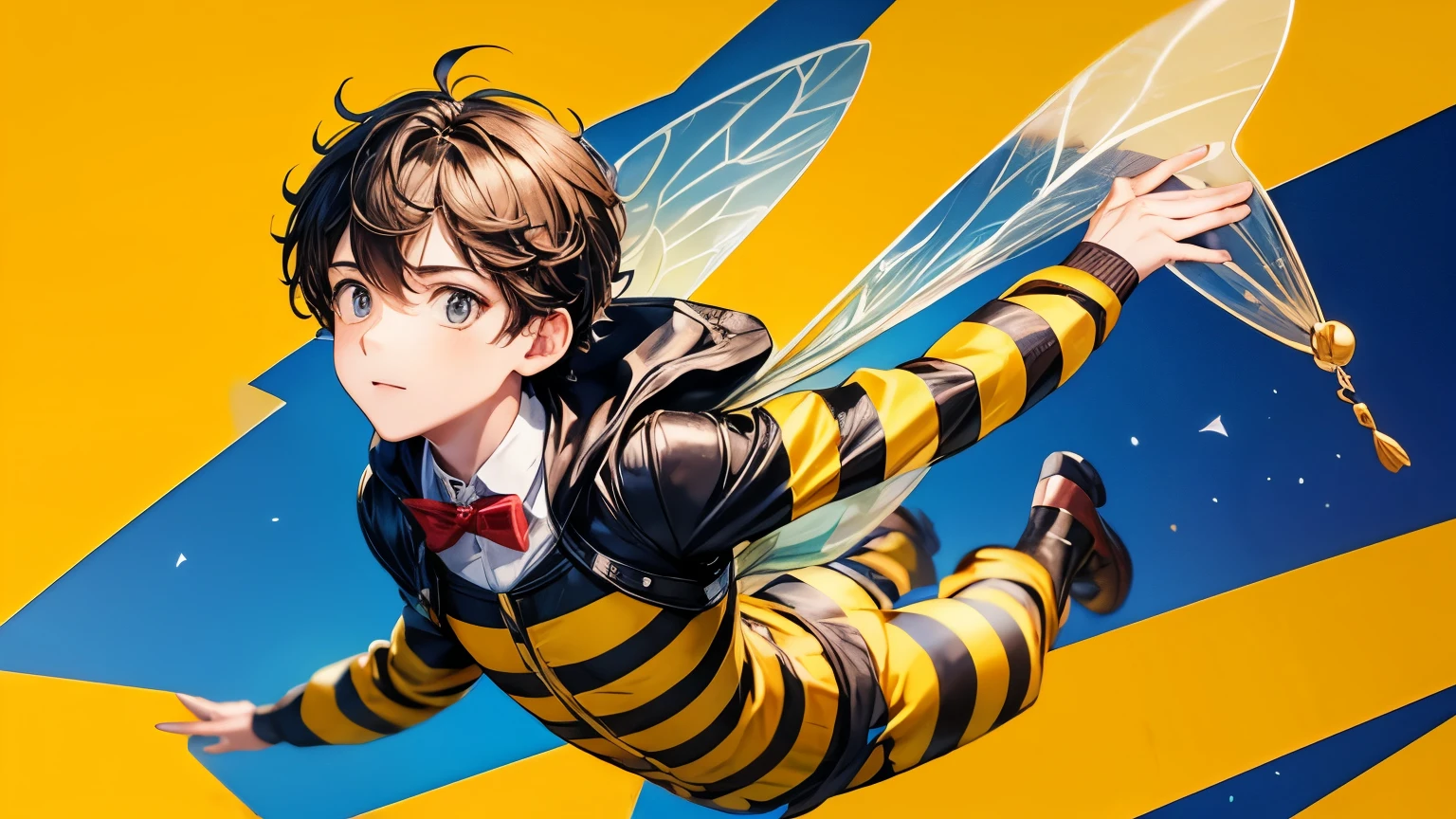 Boy dressed as a bee, Monstanhas, Flying hair